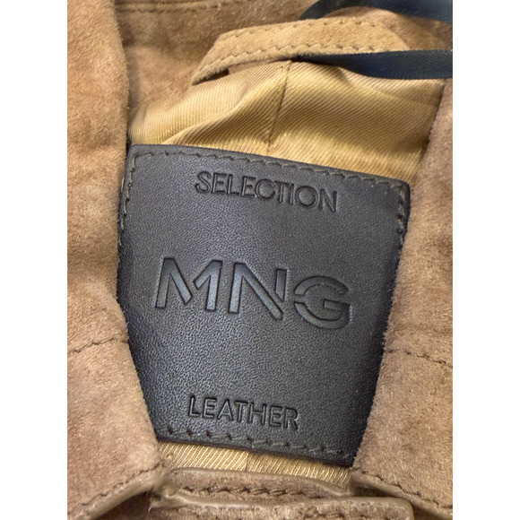 NWT MANGO SELECTION MNG MEDIUM BROWN SUEDE LEATHER JACKET COAT SZ XS - Picture 8 of 12